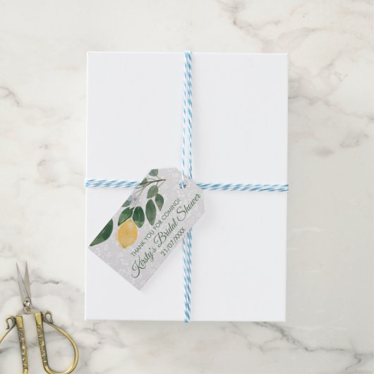 Waterverf Siciliaans Vrijgezellenfeest Lemons Cadeaulabel (Met Touw)