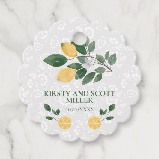 Waterverf Siciliaanse citroenen bruiloft Bedankjes Labels (Voorkant)