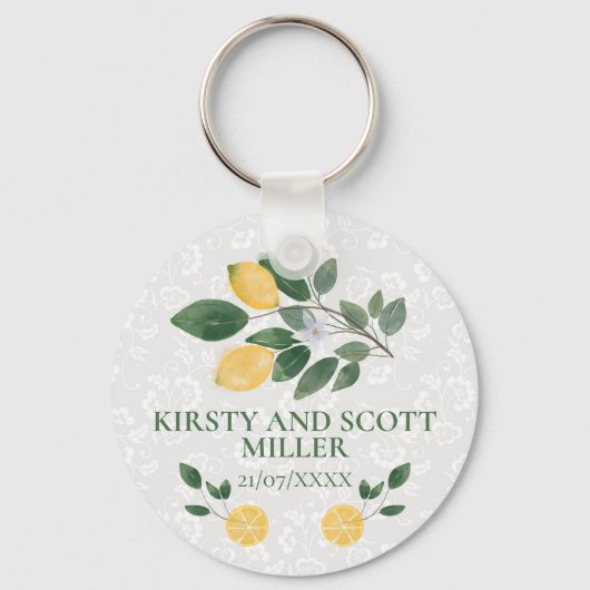 Waterverf Siciliaanse citroenen bruiloft Sleutelhanger (Voorkant)