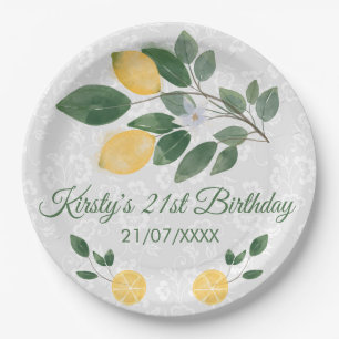Waterverf Siciliaanse Lemons Birthday Papieren Bordje