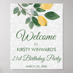 Waterverf Siciliaanse Lemons Birthday Party Poster
