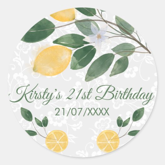 Waterverf Siciliaanse Lemons Birthday Ronde Sticker (Voorkant)
