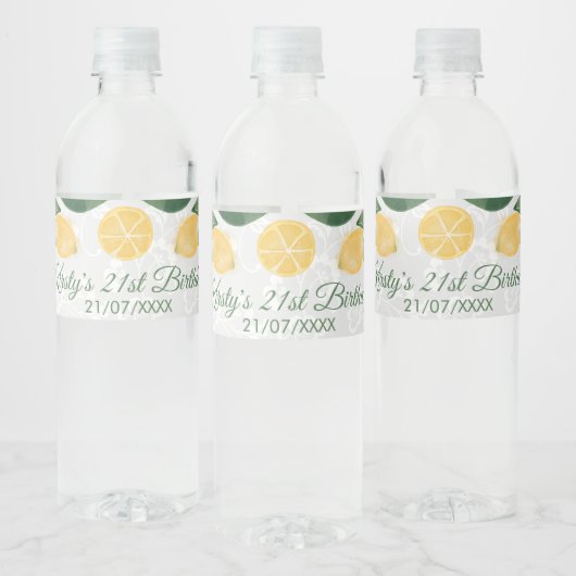 Waterverf Siciliaanse Lemons Birthday Waterfles Etiket (Flessen)