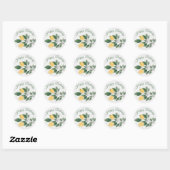 Waterverf Siciliaanse Lemons Happy Birthday Ronde Sticker (Vel)