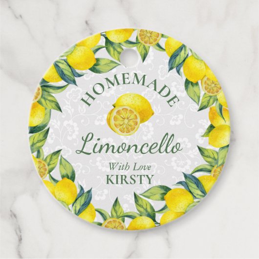 Waterverf Siciliaanse Lemons Homemade Limoncello Bedankjes Labels (Voorkant)