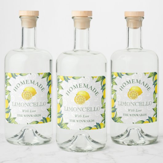 Waterverf Siciliaanse Lemons Homemade Limoncello Likeurfles Etiket (Flessen)