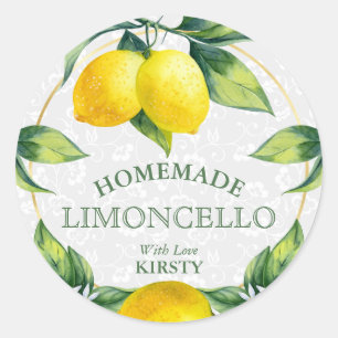 Waterverf Siciliaanse Lemons Homemade Limoncello Ronde Sticker