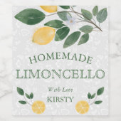 Waterverf Siciliaanse Lemons Homemade Limoncello Wijn Etiket (Enkel label)