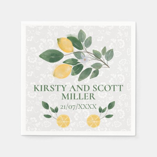 Waterverf Siciliaanse Lemons Wedding Servet (Voorkant)