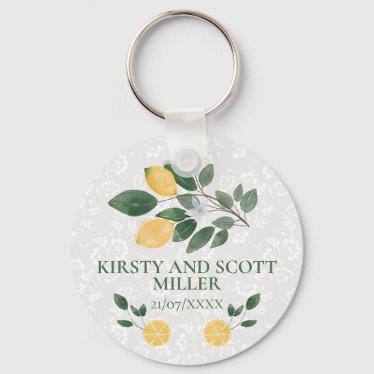 Waterverf Siciliaanse Lemons Wedding Sleutelhanger (Voorkant)