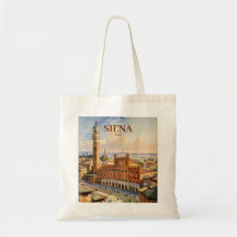 Waterverf Siena Italië Vintage Piazza del Campo