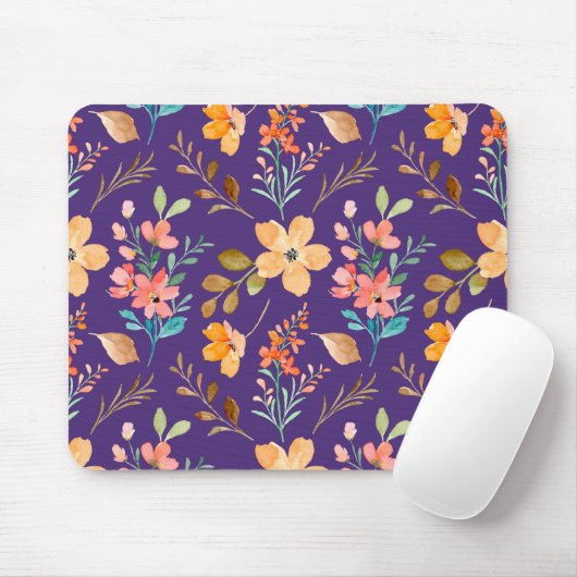 Waterverf sierbloemen muismat (Met muis)