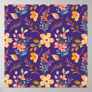 Waterverf sierbloemen poster