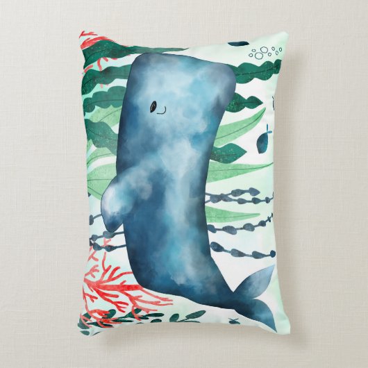Waterverf Sierkussen walvis Accent Kussen (Voorkant(Verticaal))