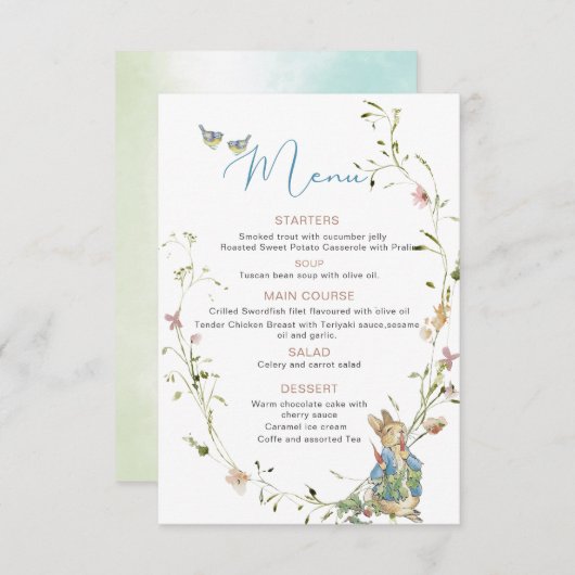 Waterverf sierlijke Wildflower Peter Rabbit baby s Informatiekaartje (Voorkant / Achterkant)