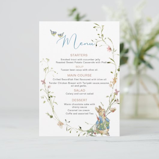 Waterverf sierlijke Wildflower Peter Rabbit baby s Informatiekaartje (Staand voorkant)