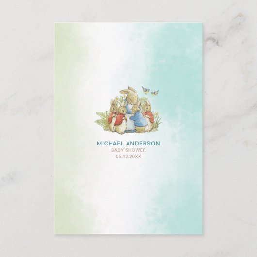 Waterverf sierlijke Wildflower Peter Rabbit baby s Informatiekaartje (Achterkant)