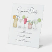 Waterverf Signature Cocktail Drinken Whimsical Reclamebord Met Voetstuk (Voorkant)