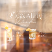 Waterverf Signature Drink Wedding Bar Sign Cling Raamsticker (Vel 2)