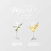 Waterverf Signature Drink Wedding Bar Sign Cling Raamsticker (Vel)