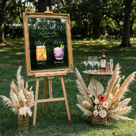 Waterverf Signature Drink Wedding Bar Sign Cling Raamsticker