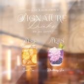 Waterverf Signature Drink Wedding Bar Sign Cling Raamsticker (Vel 2)