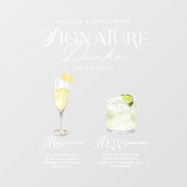 Waterverf Signature Drink Wedding Bar Sign Cling Raamsticker (Vel)