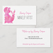 Waterverf silhouet roze make-up artiest elegant visitekaartje (Voorkant / Achterkant)