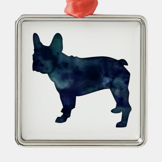 Waterverf Silhouette (Bulldog Black) Metalen Ornament (Voorkant)