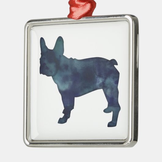 Waterverf Silhouette (Bulldog Black) Metalen Ornament (Links)