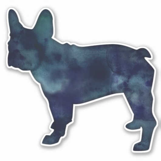 Waterverf Silhouette (Bulldog Black) Sticker (Voorkant)