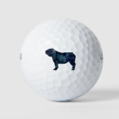Waterverf Silhouette Hondenras Golfballen (Voorkant)