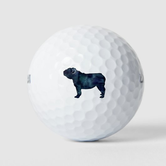Waterverf Silhouette Hondenras Golfballen (Voorkant)