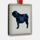 Waterverf Silhouette Hondenras Metalen Ornament (Rechts)