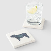 Waterverf Silhouette Hondenras Stenen Onderzetter (Zijkant)