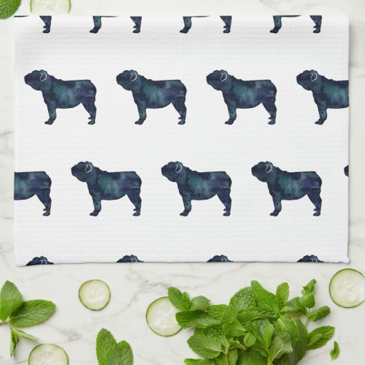 Waterverf Silhouette Hondenras Theedoek (Gevouwen)