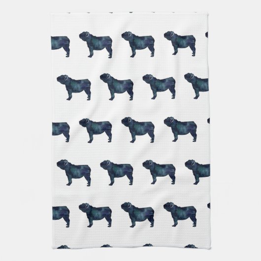 Waterverf Silhouette Hondenras Theedoek (Verticaal)