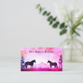 Waterverf Silhouette Horses in het veld Visitekaartje (Staand voorkant)