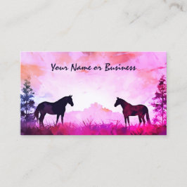 Waterverf Silhouette Horses in het veld Visitekaartje