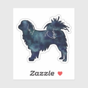 Waterverf Silhouette (Japanse Chin Dog Black) Sticker