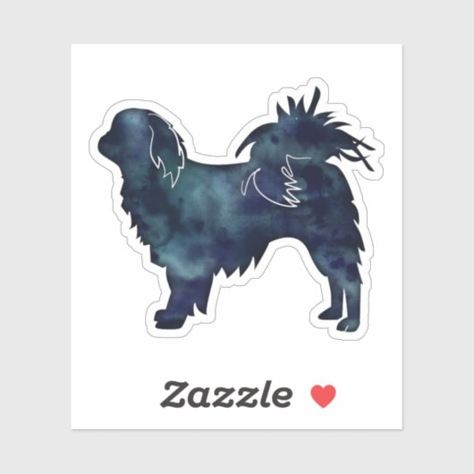 Waterverf Silhouette (Japanse Chin Dog Black) Sticker (Vel)