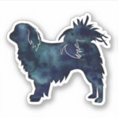 Waterverf Silhouette (Japanse Chin Dog Black) Sticker (Voorkant)