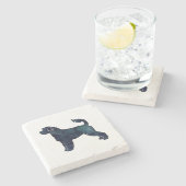 Waterverf Silhouette (Portugese waterhond) Stenen Onderzetter (Zijkant)