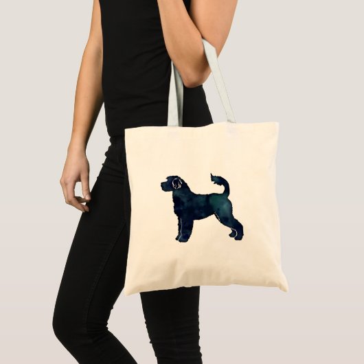 Waterverf Silhouette (Portugese waterhond) Tote Bag (Voorkant (product))