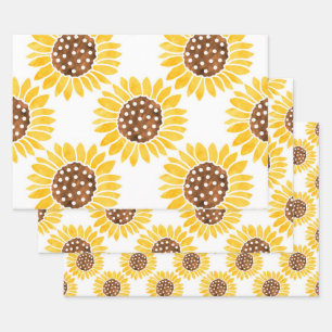 Waterverf Silhouette Sunflower Patroon Inpakpapier Vel