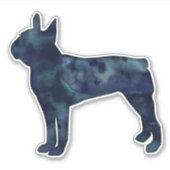 Waterverf Silhouette van Boston Terrier Black Sticker (Voorkant)