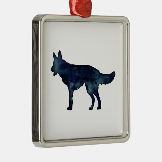 Waterverf Silhouette van Shepherd Black Metalen Ornament (Rechts)