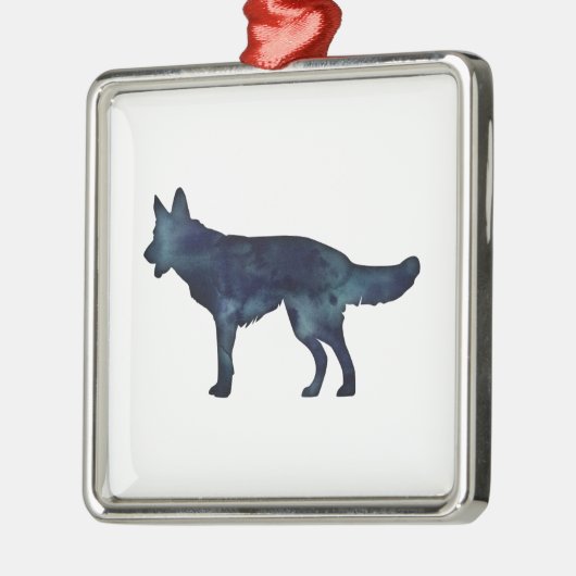 Waterverf Silhouette van Shepherd Black Metalen Ornament (Links)