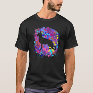 Waterverf Silhouette van Shepherd Dog Love Pet T-shirt