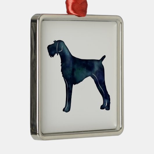 Waterverf Silhouette van Wirehaire Pointer Metalen Ornament (Rechts)